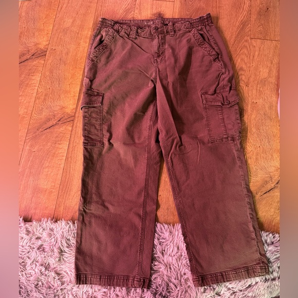 BROWN AEO CARGO PANTS LADIES 16 SHORT - Picture 2 of 4